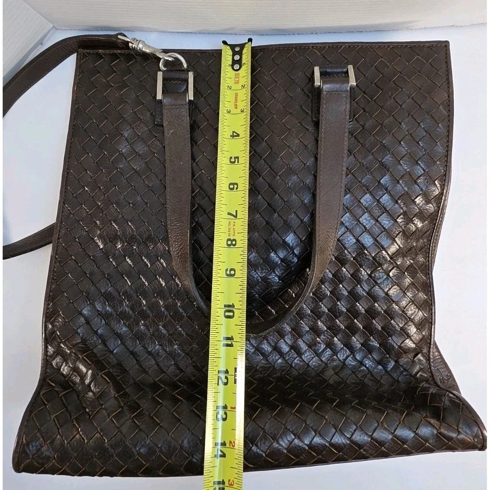 Cole‎ Haan Genevieve Large Woven Leather Tote Bag in Brown with Detachable Strap - Picture 6 of 6